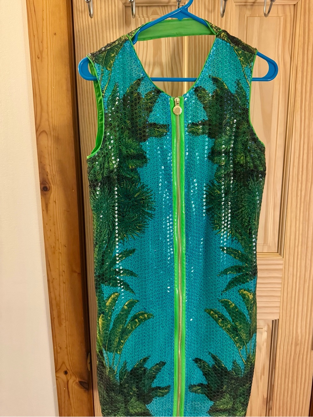 NWT STUNNING VERSACE X H&M tropical sequin full zip dress size 10 / 40